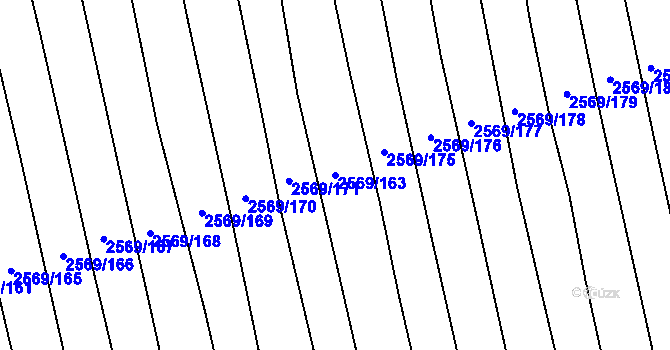 Parcela st. 2569/163 v KÚ Bučovice, Katastrální mapa