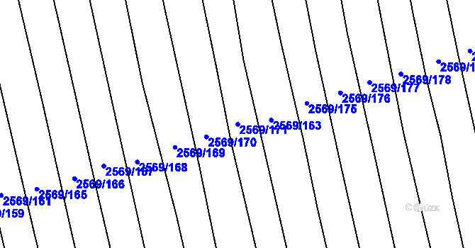Parcela st. 2569/171 v KÚ Bučovice, Katastrální mapa