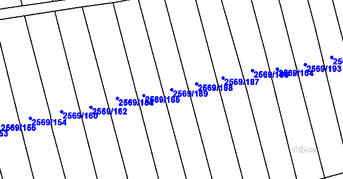 Parcela st. 2569/189 v KÚ Bučovice, Katastrální mapa