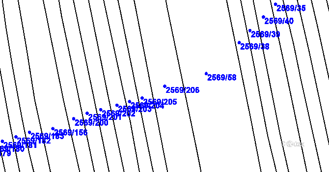 Parcela st. 2569/206 v KÚ Bučovice, Katastrální mapa