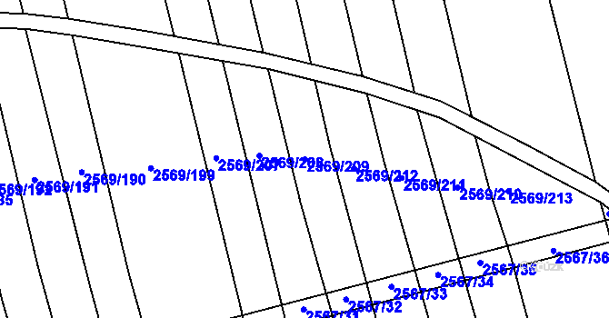 Parcela st. 2569/209 v KÚ Bučovice, Katastrální mapa