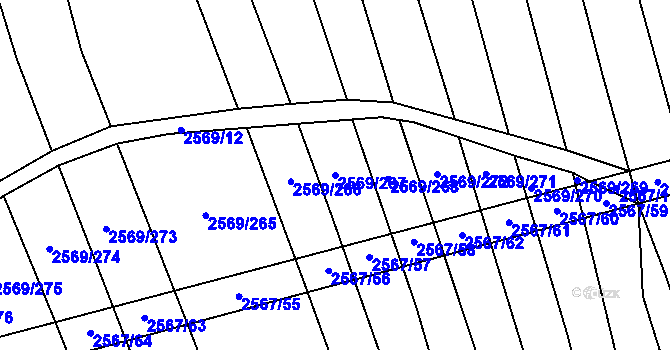 Parcela st. 2569/267 v KÚ Bučovice, Katastrální mapa