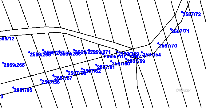 Parcela st. 2569/270 v KÚ Bučovice, Katastrální mapa