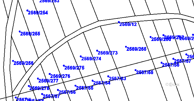 Parcela st. 2569/273 v KÚ Bučovice, Katastrální mapa