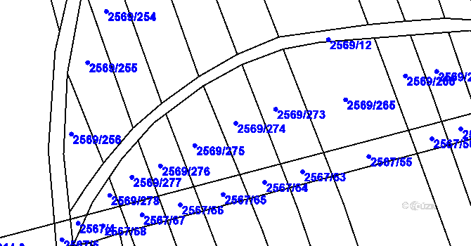 Parcela st. 2569/274 v KÚ Bučovice, Katastrální mapa