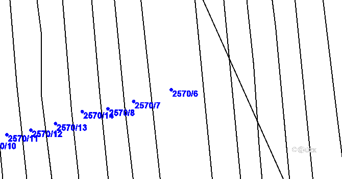 Parcela st. 2570/6 v KÚ Bučovice, Katastrální mapa
