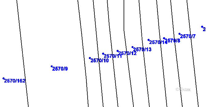 Parcela st. 2570/11 v KÚ Bučovice, Katastrální mapa