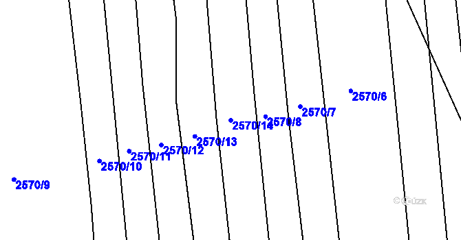 Parcela st. 2570/14 v KÚ Bučovice, Katastrální mapa