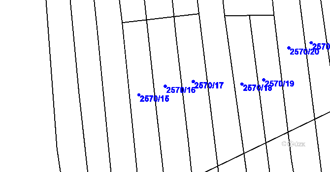 Parcela st. 2570/16 v KÚ Bučovice, Katastrální mapa
