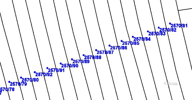 Parcela st. 2570/87 v KÚ Bučovice, Katastrální mapa