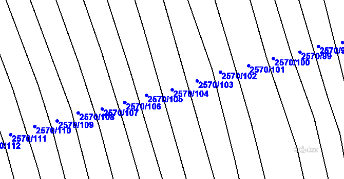 Parcela st. 2570/104 v KÚ Bučovice, Katastrální mapa