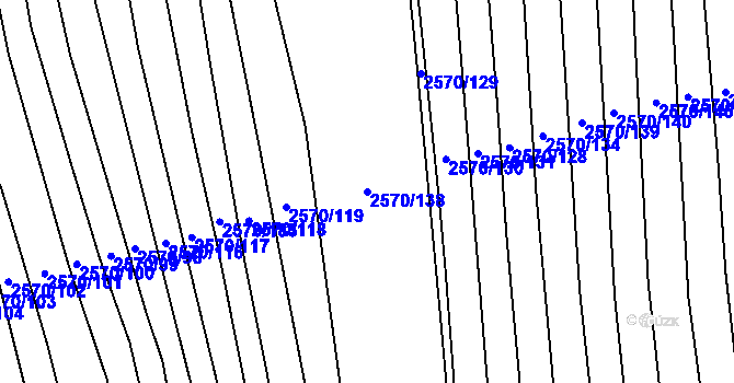 Parcela st. 2570/138 v KÚ Bučovice, Katastrální mapa