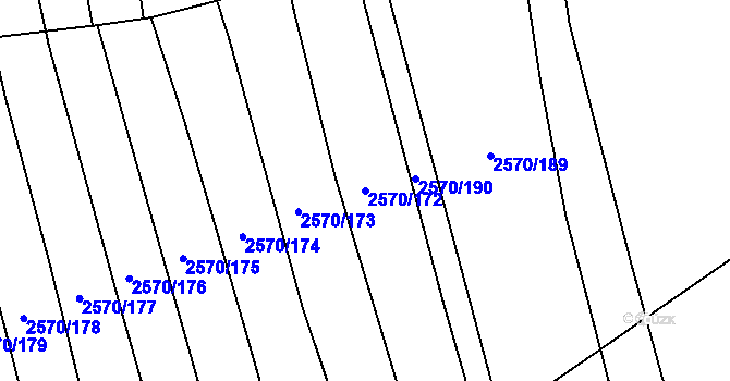 Parcela st. 2570/172 v KÚ Bučovice, Katastrální mapa