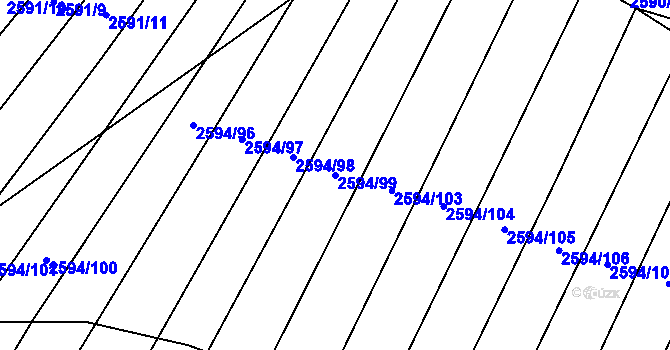 Parcela st. 2594/99 v KÚ Bučovice, Katastrální mapa