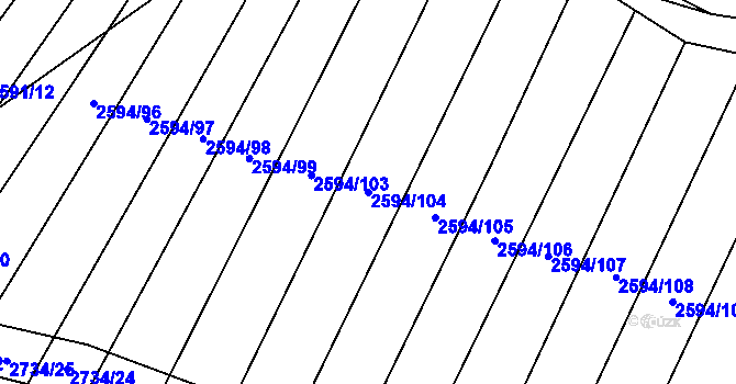 Parcela st. 2594/104 v KÚ Bučovice, Katastrální mapa