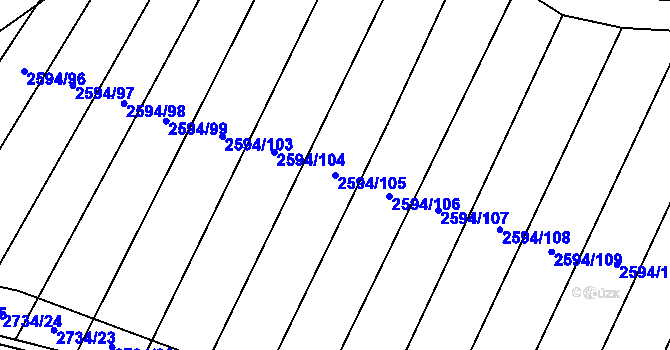 Parcela st. 2594/105 v KÚ Bučovice, Katastrální mapa