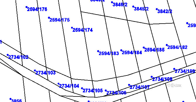 Parcela st. 2594/183 v KÚ Bučovice, Katastrální mapa