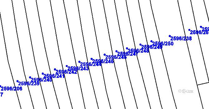 Parcela st. 2596/246 v KÚ Bučovice, Katastrální mapa