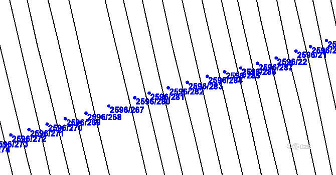 Parcela st. 2596/282 v KÚ Bučovice, Katastrální mapa