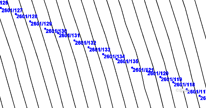 Parcela st. 2601/134 v KÚ Bučovice, Katastrální mapa