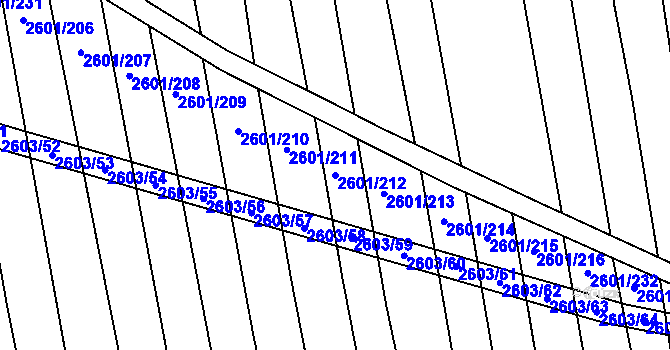 Parcela st. 2601/212 v KÚ Bučovice, Katastrální mapa