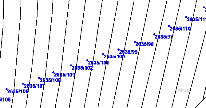 Parcela st. 2635/100 v KÚ Bučovice, Katastrální mapa