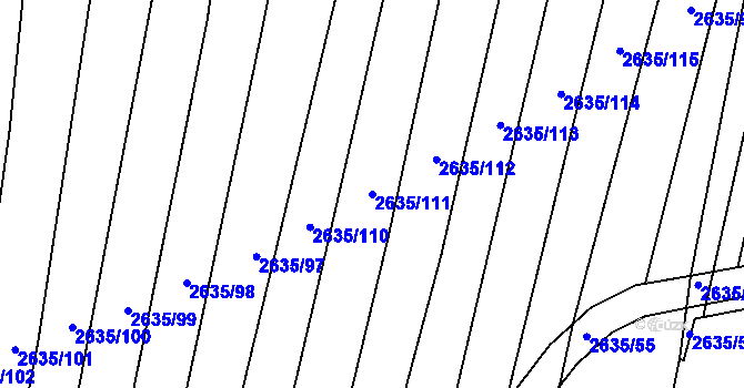Parcela st. 2635/111 v KÚ Bučovice, Katastrální mapa