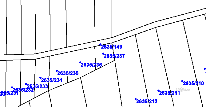 Parcela st. 2635/237 v KÚ Bučovice, Katastrální mapa