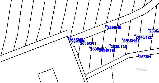Parcela st. 2635/241 v KÚ Bučovice, Katastrální mapa