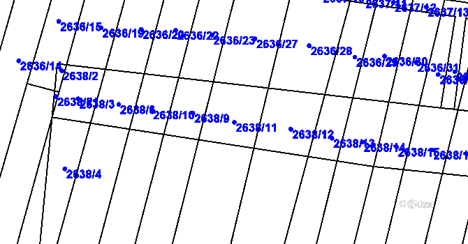 Parcela st. 2638/11 v KÚ Bučovice, Katastrální mapa