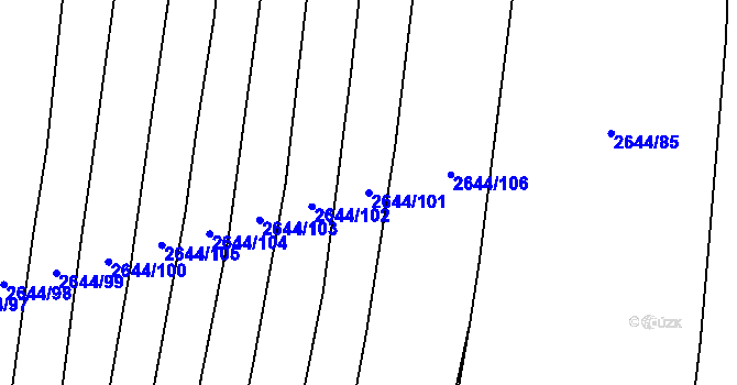 Parcela st. 2644/101 v KÚ Bučovice, Katastrální mapa