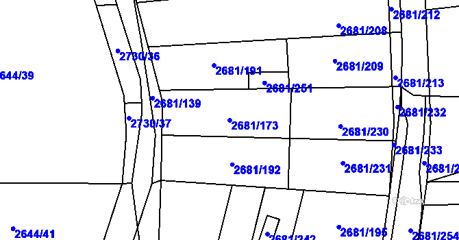 Parcela st. 2681/173 v KÚ Bučovice, Katastrální mapa