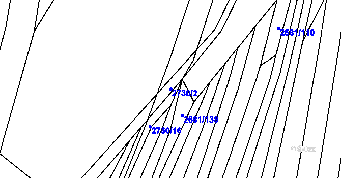 Parcela st. 2730/2 v KÚ Bučovice, Katastrální mapa