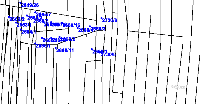Parcela st. 2730/5 v KÚ Bučovice, Katastrální mapa