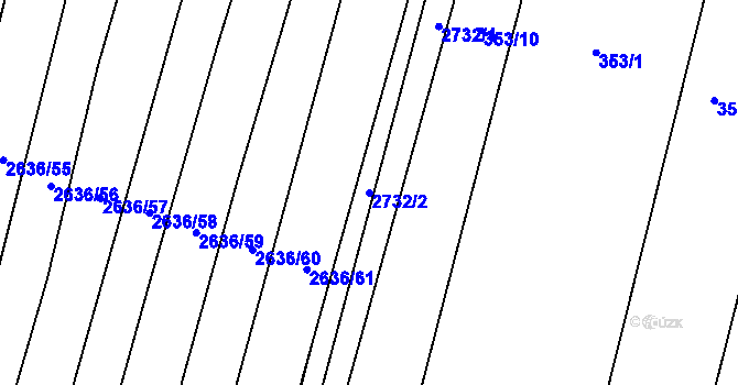 Parcela st. 2732/2 v KÚ Bučovice, Katastrální mapa