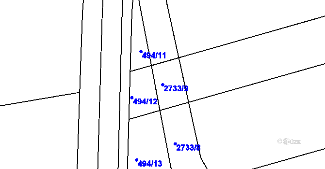 Parcela st. 2733/9 v KÚ Bučovice, Katastrální mapa