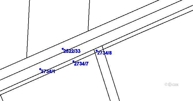 Parcela st. 2734/8 v KÚ Bučovice, Katastrální mapa