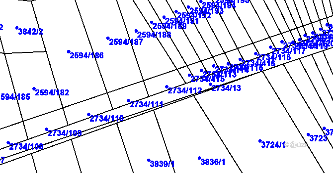 Parcela st. 2734/112 v KÚ Bučovice, Katastrální mapa