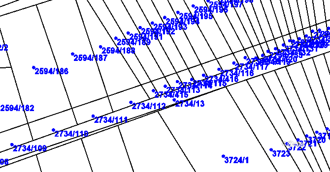 Parcela st. 2734/113 v KÚ Bučovice, Katastrální mapa