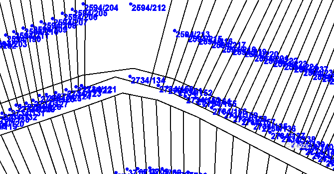 Parcela st. 2734/151 v KÚ Bučovice, Katastrální mapa