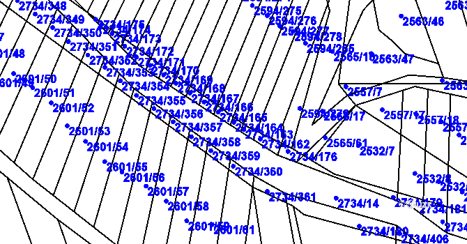 Parcela st. 2734/164 v KÚ Bučovice, Katastrální mapa