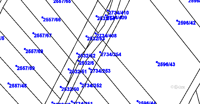 Parcela st. 2734/254 v KÚ Bučovice, Katastrální mapa
