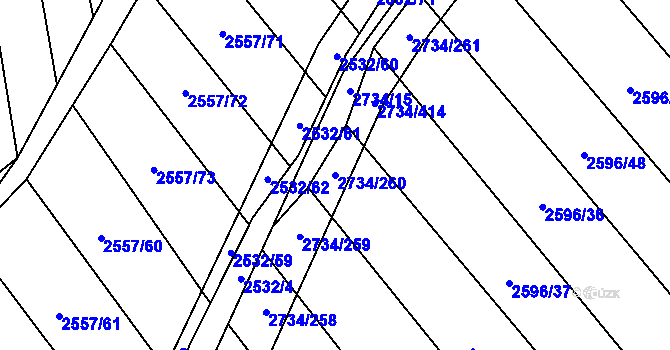 Parcela st. 2734/260 v KÚ Bučovice, Katastrální mapa