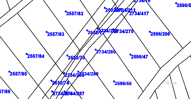 Parcela st. 2734/269 v KÚ Bučovice, Katastrální mapa