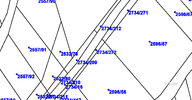 Parcela st. 2734/272 v KÚ Bučovice, Katastrální mapa