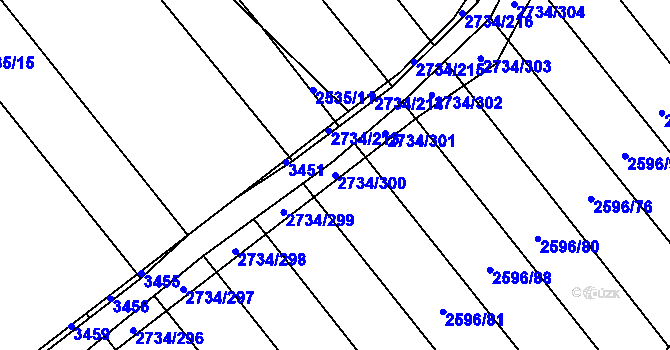 Parcela st. 2734/300 v KÚ Bučovice, Katastrální mapa