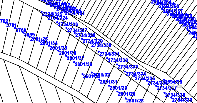 Parcela st. 2734/331 v KÚ Bučovice, Katastrální mapa