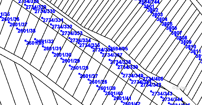 Parcela st. 2734/337 v KÚ Bučovice, Katastrální mapa