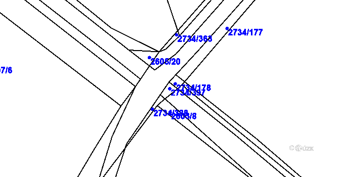 Parcela st. 2734/397 v KÚ Bučovice, Katastrální mapa