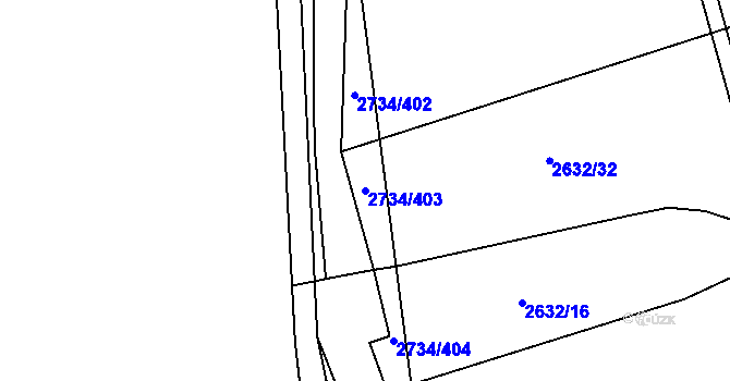 Parcela st. 2734/403 v KÚ Bučovice, Katastrální mapa